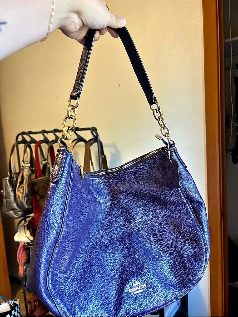 Coach Purple Leather Hobo Bag